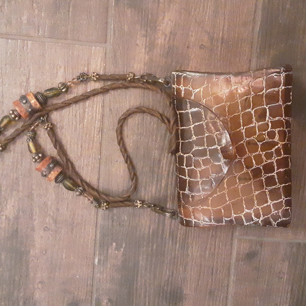 Brown Hard Shell Crocodile Pattern Women's Handbag